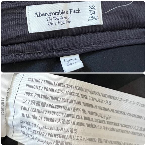 Abercrombie Fitch Curve Love Vegan Leather 90s Straight Ultra High Rise Pant 32 - Picture 14 of 15